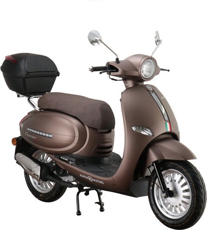 ALPHA MOTORS Motorroller »Cappucino«, 125 ccm, 85 km/h, EURO 5+, mattbraun, inkl. Topcase
