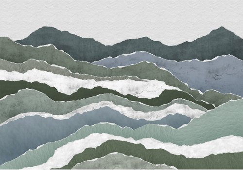 KOMAR Vliestapete, Wellen, bunt - gruen