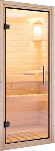 KARIBU Saunatür, transparent|natur, geeignet für: Wandstärken von 38 oder 40 mm, transparent|natur