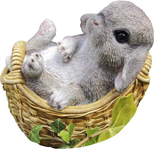 Thumbnail - GRANIMEX Teichfigur, Hasenkorb, Polystone, braun/weiß