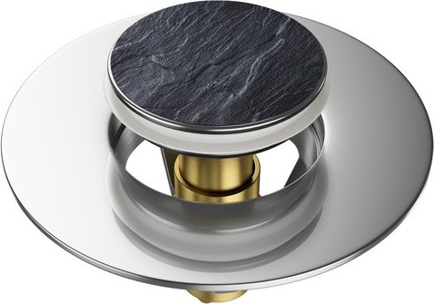 Sanilo Waschbeckenstöpsel »Granit«, 340 mm - 380 mm, Schwarz, Rund