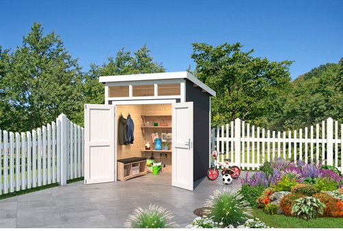 LASITA MAJA Gartenhaus »Kibo 1«, Holz, BxHxT: 220 x 245,1 x 223,5 cm (Außenmaße inkl. Dachüberstand) - grau