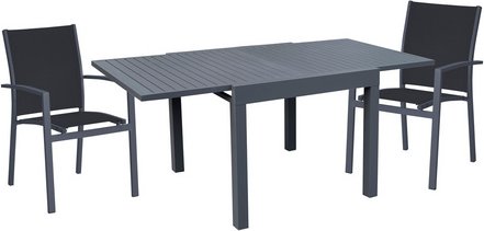 GARDEN PLEASURE Tischgruppe »ELENA «, 3-tlg., Dunkelgrau, Aluminium, Kunststoff