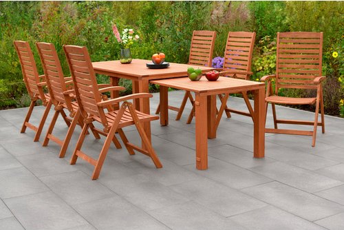 MERXX Gartenmöbelset »La Plata«, 6 Sitzplätze, Eukalyptusholz - beige