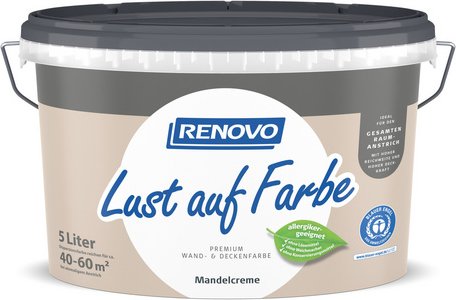 RENOVO Dispersion »Lust auf Farbe«, matt, hohe Deckkraft, 8-12 m²/l, Lösemittelfrei/Allergikergeeignet - beige