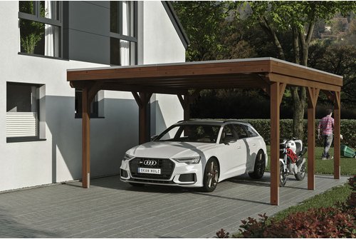 Thumbnail - SKANHOLZ Carport »Grunewald«, BxT: 427 x 554 cm, Firsthöhe: 251 cm, lasiert - braun