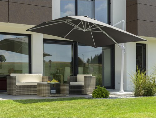 SCHNEIDER SCHIRME Ampelschirm »Rhodos Twist Bianco«, BxL: 300 x 300cm, quadratisch, Sonnenschutzfaktor: 50+ - grau