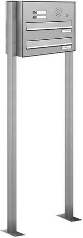 AL BRIEFKASTENSYSTEME Briefkasten, Parteien: 2, Zaundurchwurf, BxHxT: 46,5 x 150 x 27,5 cm - silberfarben