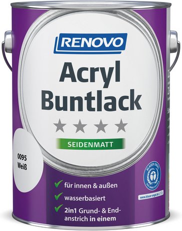 RENOVO Acryl-Buntlack, weiß RAL 0095, seidenmatt, 2,5l - weiss