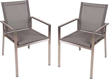 GARDEN PLEASURE Stuhl-Set »Sienna«, Stapelstuhl, 2er, Grau, Edelstahl, Kunststoff
