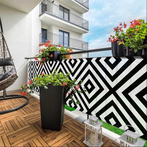 mySPOTTI Sichtschutz, BxH: 500 x 65 cm, schwarz/weiß - schwarz | weiss