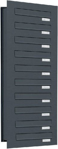 AL BRIEFKASTENSYSTEME Briefkasten, Parteien: 10, Mauerdurchwurf, BxHxT: 153,333 x 115,0 x 48,0 cm - grau