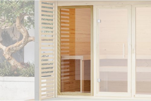 KARIBU Saunafenster, BxHxT: 84 x 84 x 3,8 cm, Rund, Klarglas, elfenbeinweiß, für Wandstärke: 38 mm - beige