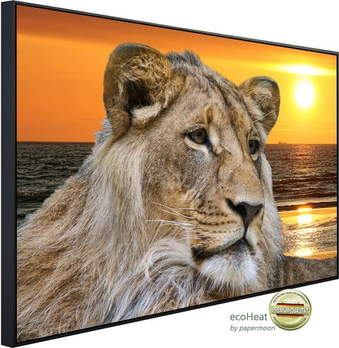 papermoon Infrarotheizung »EcoHeat - Löwe im Sonnenuntergang«, Matt-Effekt - bunt