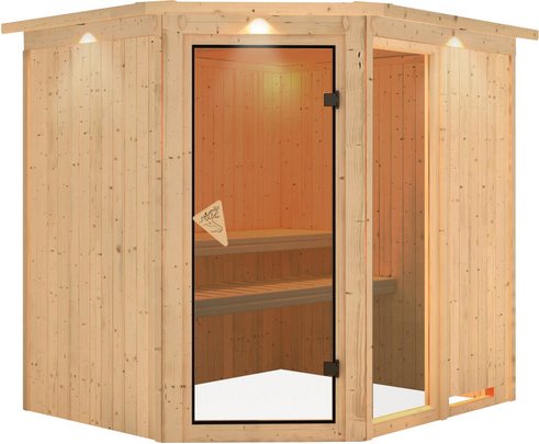 KARIBU Sauna »Paide 2«, für 3 Personen, ohne Ofen - beige