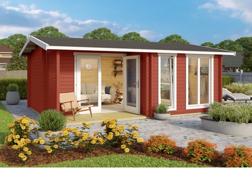 LASITA MAJA Gartenhaus »Brighton 44«, Holz, BxHxT: 580 x 250 x 370 cm (Außenmaße inkl. Dachüberstand) - rot