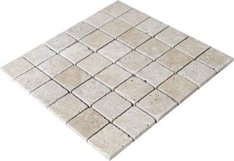 WOHNRAUSCH Mosaikmatte BxLxH: 30,5 x 30,5 x 1 cm, Fliesengröße: 4,8 x 4,8 cm, Travertin, beige