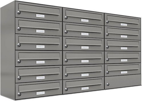AL BRIEFKASTENSYSTEME Briefkasten, Parteien: 17, BxHxT: 115,9 x 69 x 27,5 cm - grau
