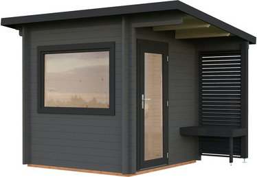 PALMAKO Saunahaus »Sanna«, Außenmaße BxHxT: 210 x 249 x 210 cm, geeignet für: 3 Personen - grau