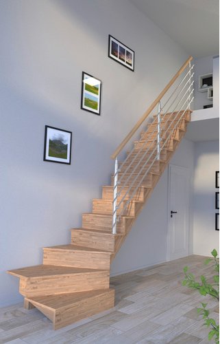 STARWOOD Systemtreppe »Lindos«, Eichenholz, 13 Stufen, max. Geschosshöhe 300 cm - braun