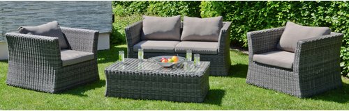 GARDEN PLEASURE Loungemöbel-Gruppe, 4 Sitzplätze, Kunststoff/Aluminium - grau