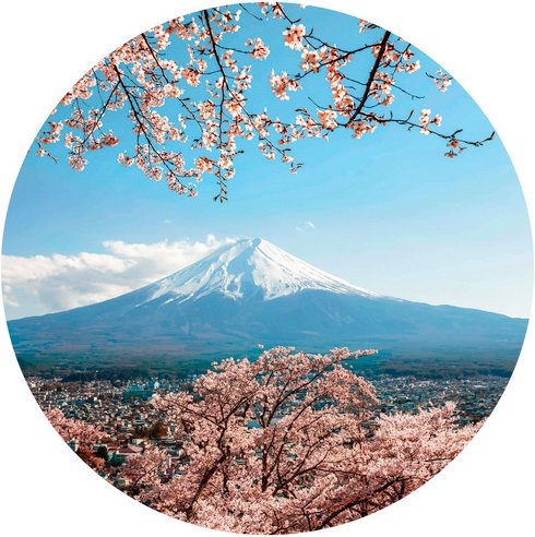 K&L Wall Art Vliestapete »Runde Vliestapete«, Colombo Mount Fuji Japan, mehrfarbig, matt - bunt