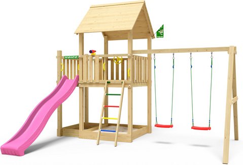 JUNGLE GYM Spielturm »Silvi«, LxBxH: 443 x 365 x 349 cm, fuchsia - gruen