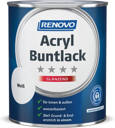 RENOVO Acryl-Buntlack, weiß RAL 0095, glänzend, 0,75l - weiss