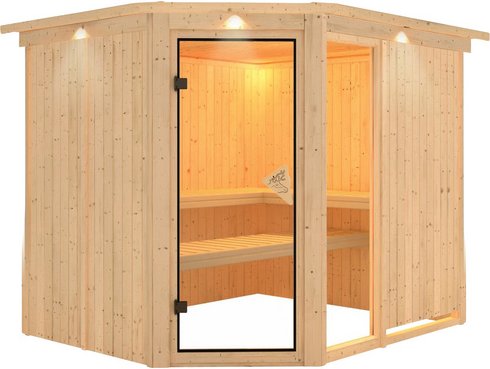KARIBU Sauna »Paide 3«, für 4 Personen, ohne Ofen - beige