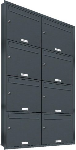 AL BRIEFKASTENSYSTEME Briefkasten, Parteien: 8, Unterputzmontage, BxHxT: 80,6 x 140,8 x 11,6 cm - grau