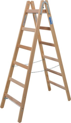 Thumbnail - KRAUSE Sprossen-Doppelleiter »STABILO«, Anzahl Sprossen: 12, aus Holz - braun