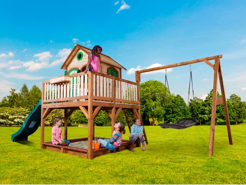 Thumbnail - AXI Kinderspielhaus »Liam«, BxHxT: 613 x 291 x 277 cm, Holz, braun/grün