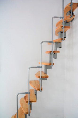 Thumbnail - Raumspartreppe, Stahl, 12 Stufen, max. Geschosshöhe - silberfarben