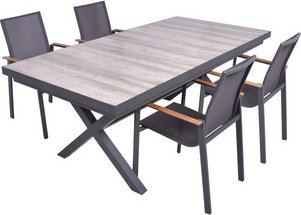 GARDEN PLEASURE Gartenmöbelset »RANA«, 4 Sitzplätze, max. Belastung: 110 kg - grau