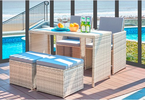 SIT Sitzgruppe »GARTEN«, Polyrattan/rattan, naturfarben/grau - beige