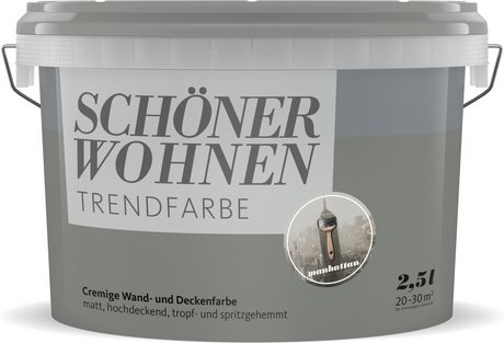 SCHÖNER WOHNEN FARBE Dispersionsfarbe »Trendfarbe«, Manhattan, matt - grau