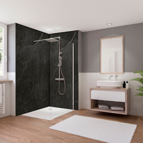 BREUER Duschkabine, »Via«, Walk In, LxB: 190x90 cm, chromfarben - silberfarben