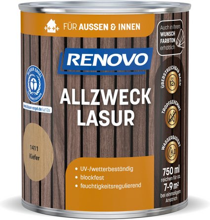 RENOVO Allzwecklasur, wb 750ml kiefer 1411 - braun