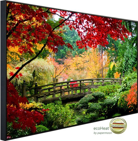 Thumbnail - papermoon Infrarotheizung »EcoHeat - Brücke im japanischen Garten«, Matt-Effekt - bunt