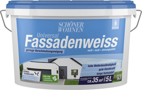 SCHÖNER WOHNEN FARBE Fassadenweiss, , weiß, matt, 5 l