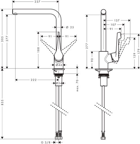 HANSGROHE Armatur »Cento«, Einhebel-Küchenmischer L, 1jet - grau
