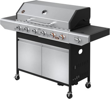 BBQ Hero Gasgrill »BBQ Hero«, 6 Brenner, Grillfläche: 95 x 57 cm, mit Unterschrank - silberfarben