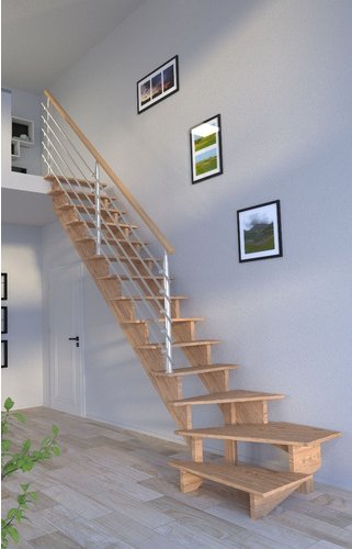 Thumbnail - STARWOOD Systemtreppe »Lindos«, Eichenholz, 13 Stufen, max. Geschosshöhe 300 cm - braun