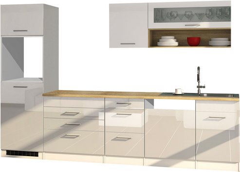 HELD MÖBEL Küchenzeile »Mailand«, ohne E-Geräte, Gesamtbreite: 300cm - weiss