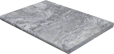 WOHNRAUSCH Beckenrandsteine »Mudra Grey«, LxBxH: 61 x 40,6 x 3 cm, Travertin, grau/beige, Rundstab - grau | beige