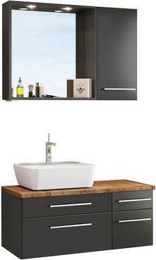 HELD MÖBEL Waschtisch-Set »DAVOS«, 8-teilig - grau