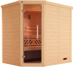 WEKA Sauna »KEMI ECK«, 6 Personen, inkl. 4,5 kW Ofen mit externer Steuerung - braun