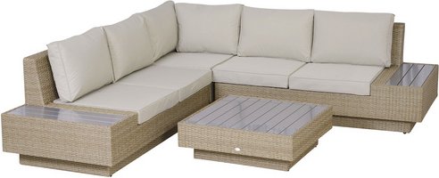 Thumbnail - Outsunny Gartenmöbelset, 5 Sitzplätze, Eisen/Aluminium/Rattan - braun