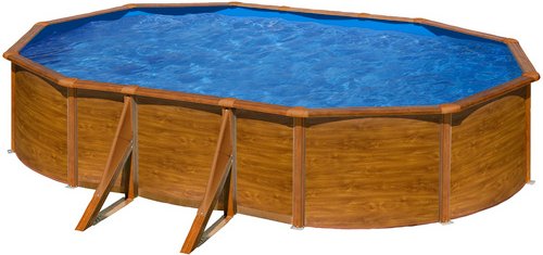GRE Ovalpool, Holzoptik, BxHxL: 375 x 120 x 610 cm - braun
