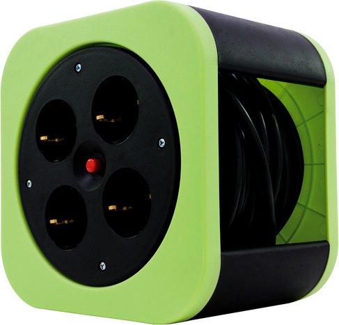 REV Kabelbox, Kabellänge: 10 m, Anzahl Steckdosen: 4 - gruen